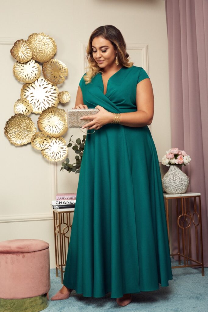 Sukienka AFRODYTA plus size - butelkowa zieleń