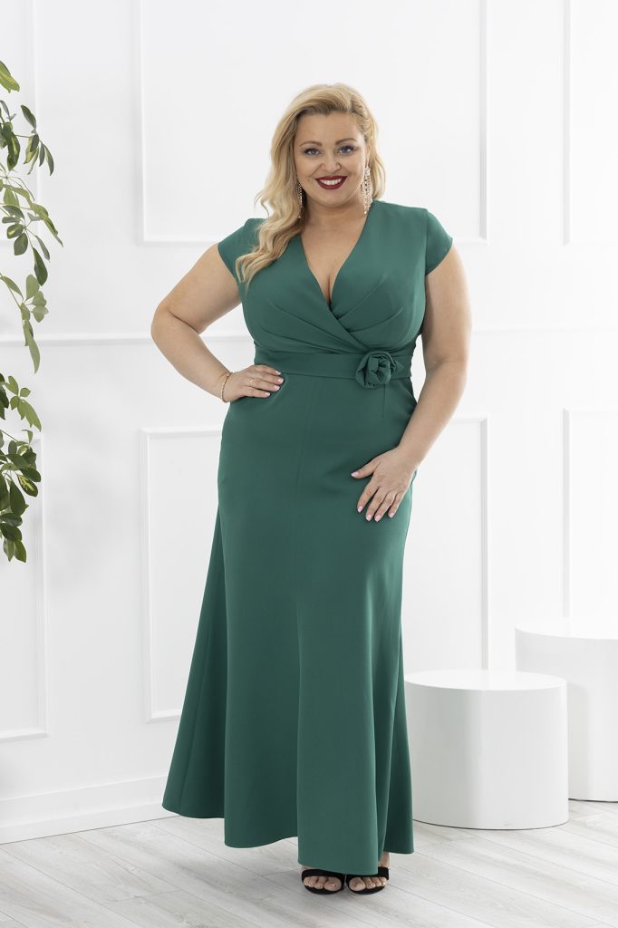 Sukienka RÓŻA plus size - butelkowa zieleń