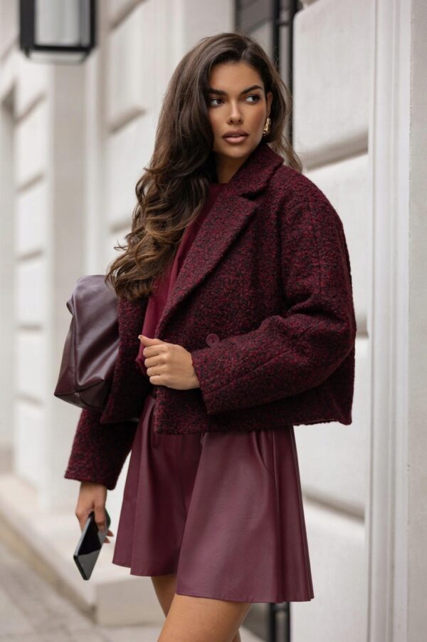 KURTKA Z BUKLI Z DWURZĘDOEYM ZAPIĘCIEM-BORDO